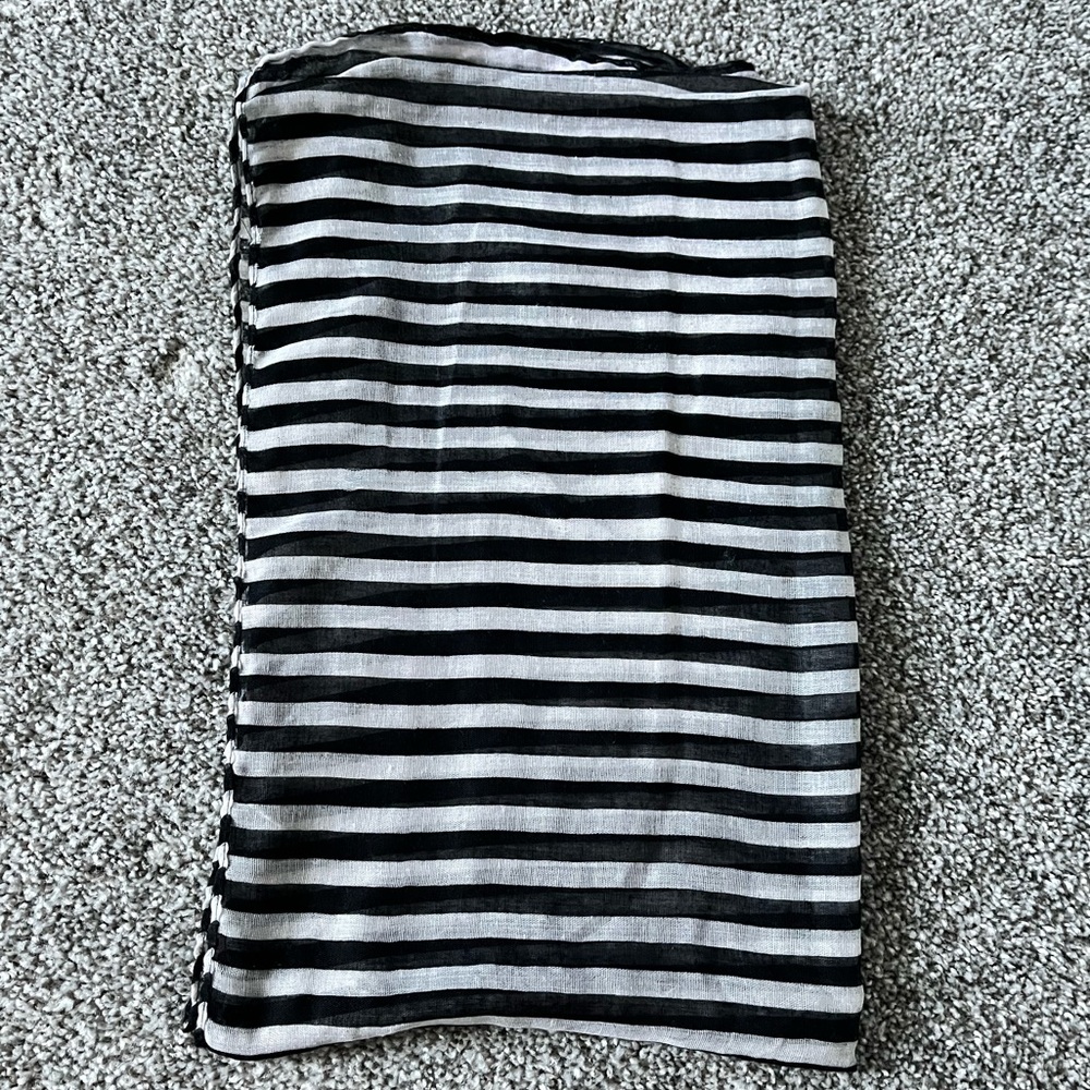 Black and white striped infinity scarf